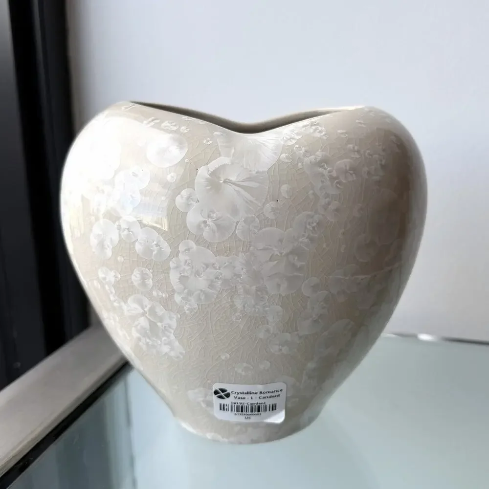 Simon Pearce Crystalline Pottery Romance Heart Vase 6.5